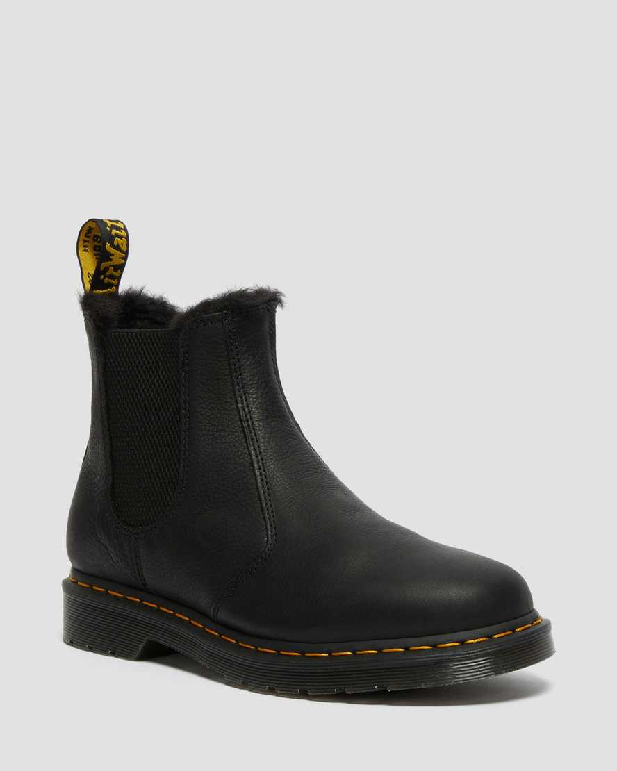 Dr. Martens 2976 Faux Fur Lined Chelsea Støvler Dame Svart [5947YREQV]